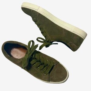 Frye Sneakers Shoes Sindy Moto Low Olive Green Suede Sz 8.5